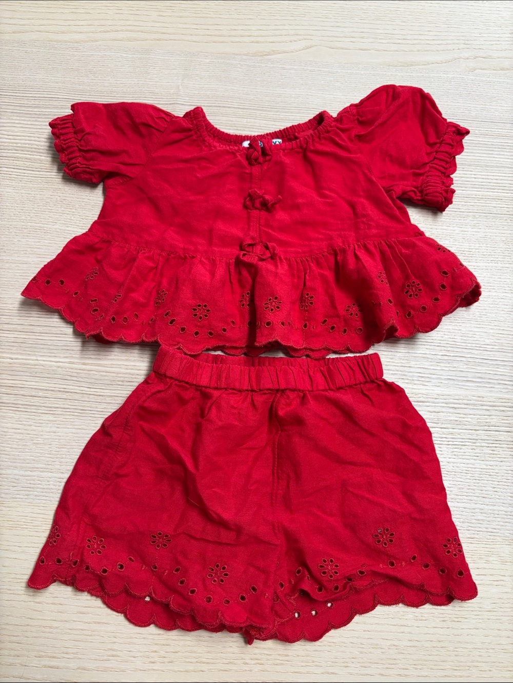 Old Navy Red Eyelet Baby Girl Two-Piece Set